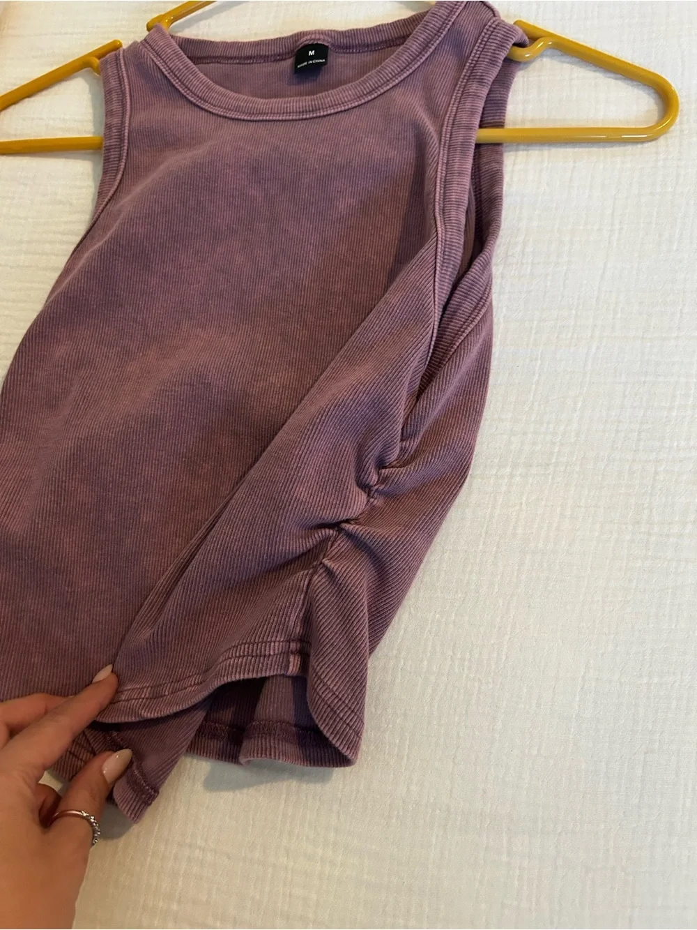 Mauve Ribbed Tank Top - Sleeveless Casual Tee - Picture 4 of 4
